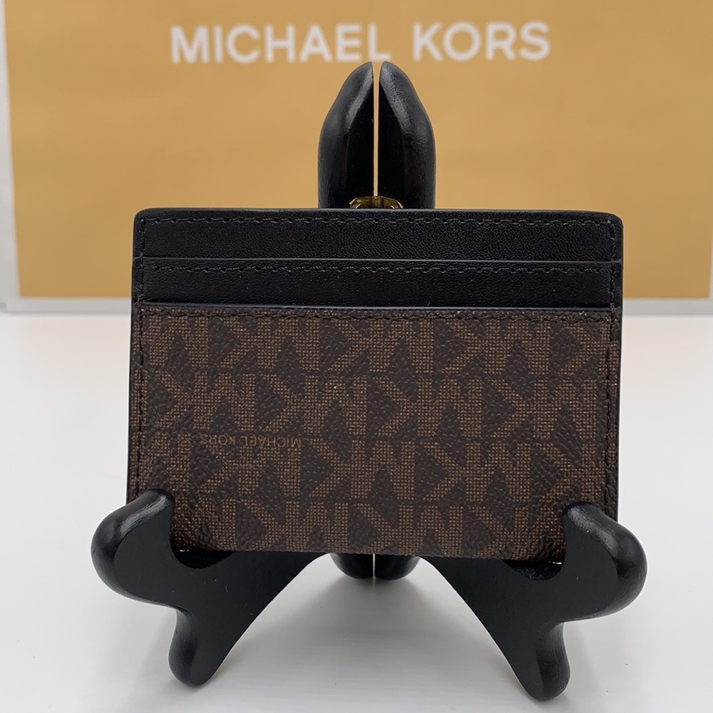 MICHAEL KORS Reed Large Card Holder Case Wallet Brown /Black MK NWT - Picture 2 of 9